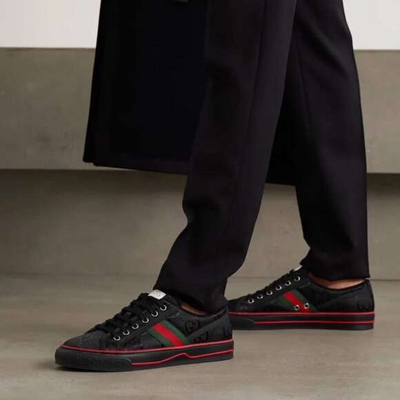 GUCCI MENS SNEAKERS OFF THE GRID TENNIS 1977 LOGO WEB ECONYL SHOES sz 12 12.5 US - Picture 2 of 15